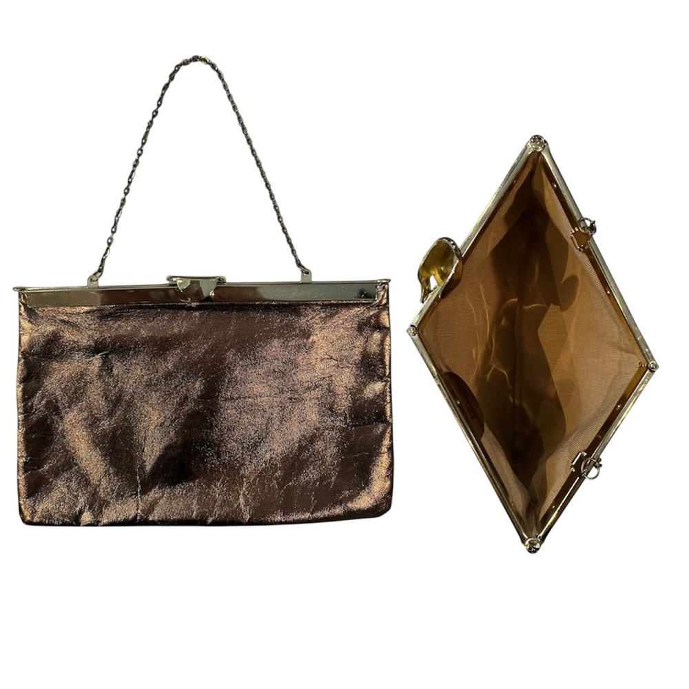 Vintage BLOCK Metallic Brown Leather Clutch